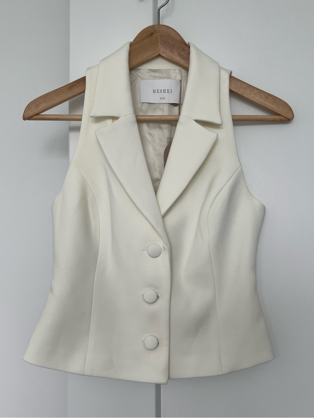NWT Meshki Cream Ivory Mura Sleeveless Blazer Vest Tank Top Size XXS